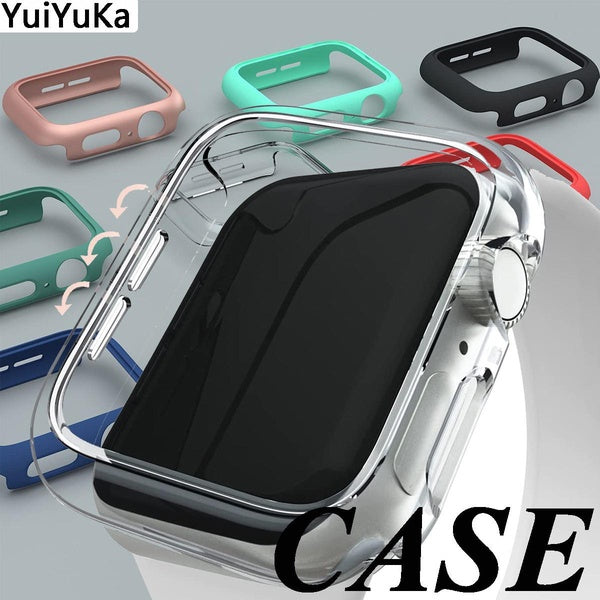 YuiYuKa PC Cover Case for Apple Watch 9 8 7 41mm 45mm SE 6 44mm 40mm 42mm 38mm Bumper Screen Protector Accessories case for iWatch series 5 4 3 2 1(W