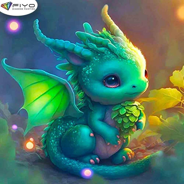 FIYO Green Dragon Diamond Painting Kits For Adults DIY 5D Diamond Mosaic Diamond Painting Home and Kitchen Fashion Canvas Pictures Wall Decoration Gi