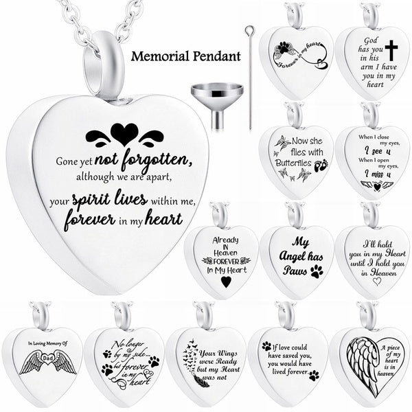 New Styles Titanium Steel Funeral Cremation Heart Pendant Necklace Keepsake Urn Perfume Necklace for Ashes Memorial Jewelry Mementos Jewelry Gifts