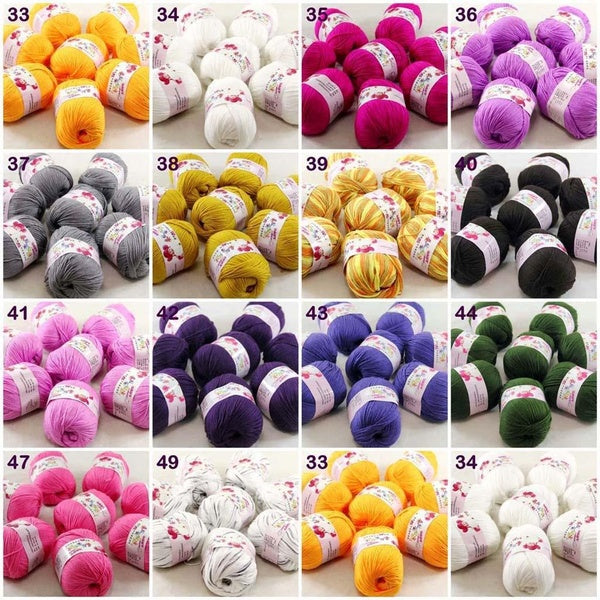 Sale New Lot fo 1-8BallsX50gr Wool Yarn Soft Cashmere Silk Velvet Baby Crochet for Hand Knitting DIY Sweater Blanket Scarves 46 Colors