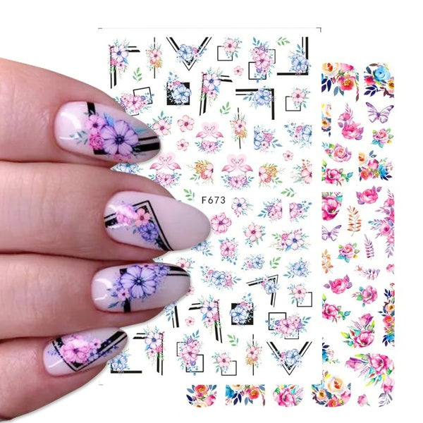 1pcs Flower Series Nail Water Decal Maple leaf Sticker Christmas Sticker Peach Blossom Plum Blossom Flowers Rose Leaf Transfer Slider Foil Nail art D
