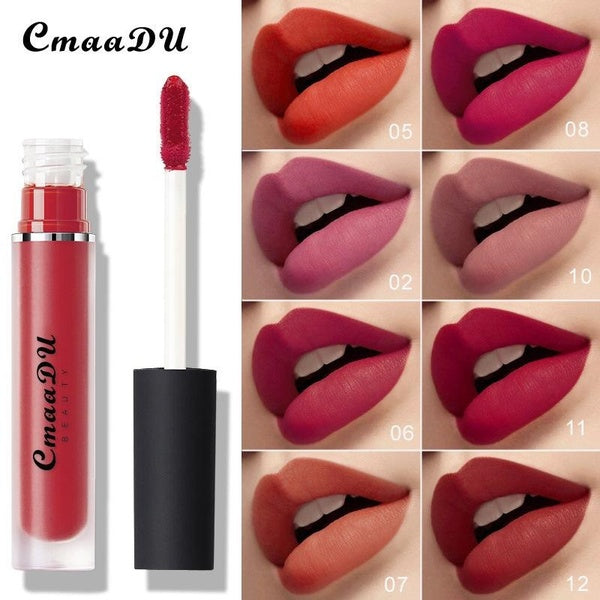 CmaaDU 15 Colors Non-Stick Cup Matte Liquid Lipstick Crayon Moisturizing Long Lasting Waterproof Lipsticks Lip Glaze