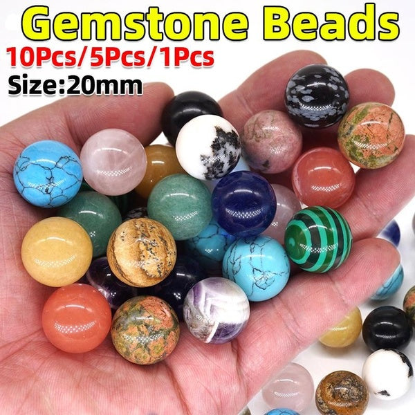 20mm Natural Gemstone Crystal Spheres Art Healing Round Beads Stone Quartz Amethyst Assorted Cristal Room Decor Stone Reiki Ball Home Decor Idea Gift
