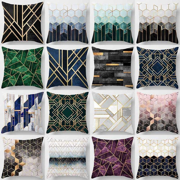 Modern style gold pattern geometric printing square pillowcase, home decoration, car sofa cushion cover (45cm * 45cm)