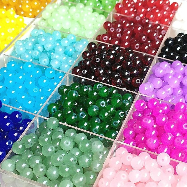 50pcs 8mm Glass Beads Round Shape Loose Spacer Beads For Jewelry Making DIY Accessories Matron Inn