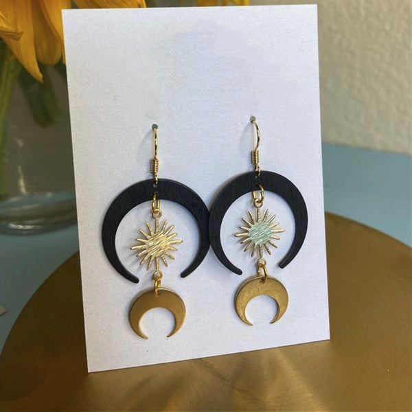 SOLAR ECLIPSE Celestial Earrings Bodies Dangle Earrings Gold Crescent Earrings Moon Drop Fashion Classical Beautiful Witch Earrings Jewellery Women G