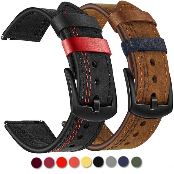 Stich Colors for Quick Release Leather Watch Band, Genuine Leather Watch Strap 20mm or 22mm Top Grain Cowhide Leather Replacement Watchband