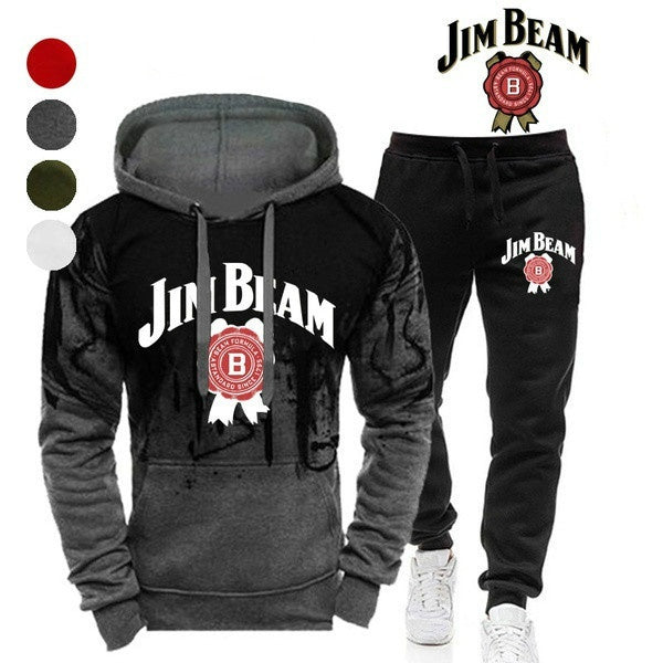 Jim Beam Survêtements Imprimés Pour Hommes Casual Hoodie Pantalon Ensemble Printemps Automne Jogging Costumes