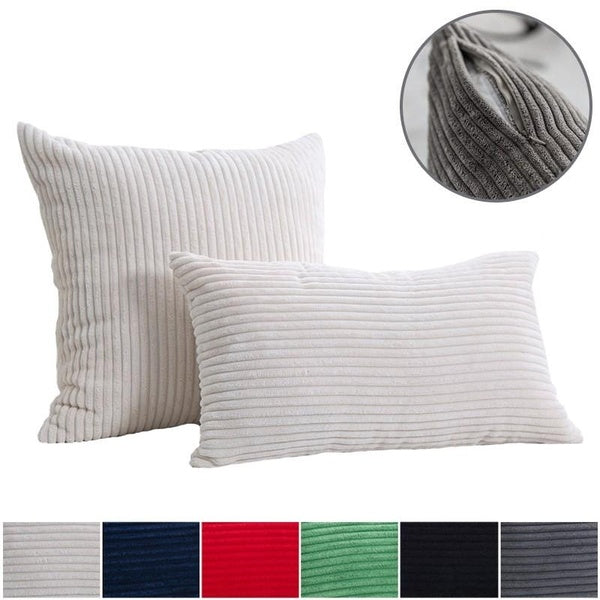 1 PC Throw Pillow Covers, Super Soft Couch Pillow Covers Decorative Striped Corduroy Throw Pillows for Couch Bed Summer and Bedroom Living Room Car(1