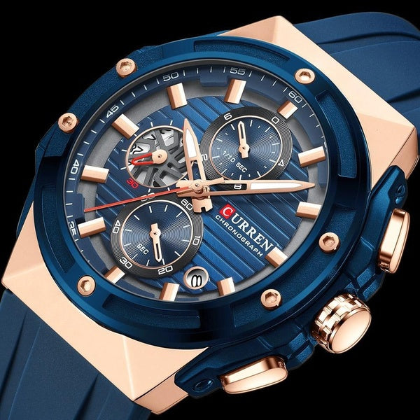 CURREN 8462 montre de luxe pour hommes grand chronographe montres de sport AUTO Date Quartz bracelet en caoutchouc étanche montre pour hommes mâle Re