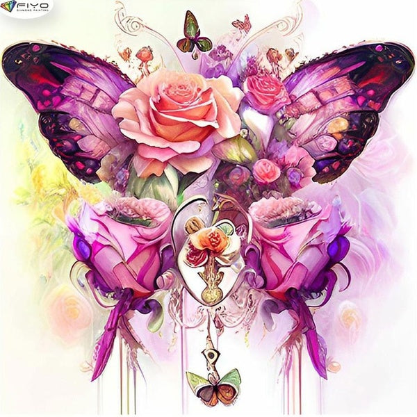 Butterfly 5D Diamond Painting Kits Full Drill Crystal Embroidery Pictures Arts Craft for Home Wall Decor(Full Round 25x25-30x30-40x40-50x50cm)(Full S