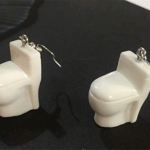 Boucles d'oreilles drôles rétro baignoire toilettes boucles d'oreilles pendantes drôles boucles d'oreilles pour femmes accessoires