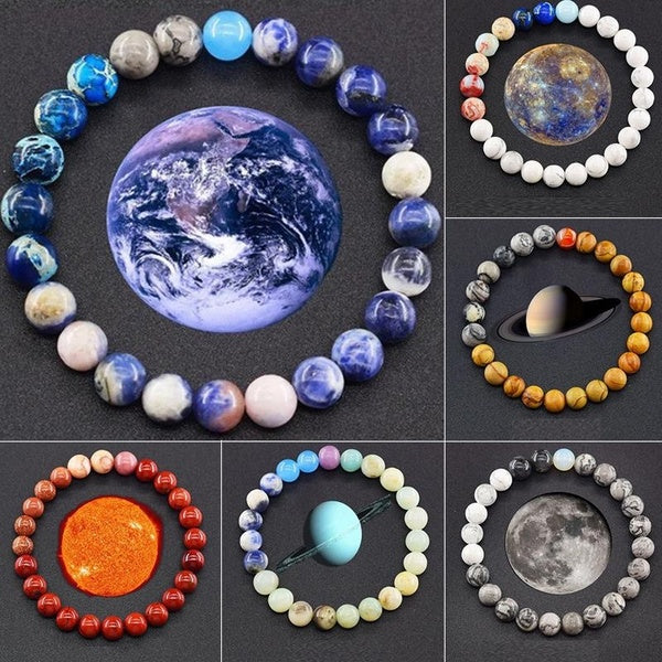 Bracelets planètes 10 couleurs pierres perles univers système solaire pour hommes et femmes, bijoux faits à la main, Bracelet de Yoga, cadeau
