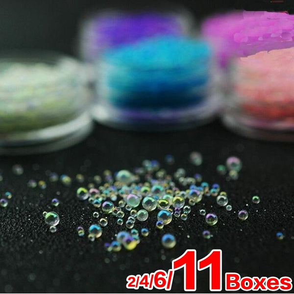 2-4-6-11 Boxes Bubble Ball Material Epoxy Mold Glass Cover Filler Makeing Jewelry Filling Transparent Beads Glass Non-Porous Symphony Nail Beads Wate