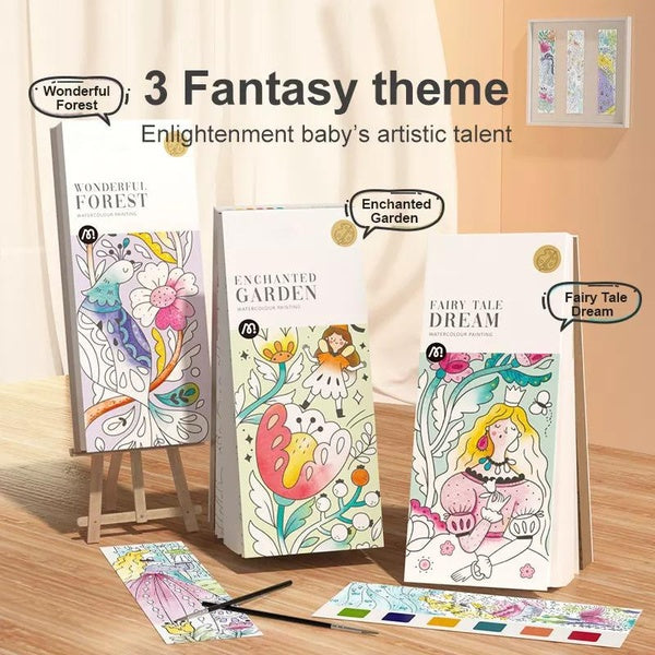 Pocket Watercolor Painting Book Children's Gouache Graffiti Picture Book Princess Painting And Coloring Water Painting Book