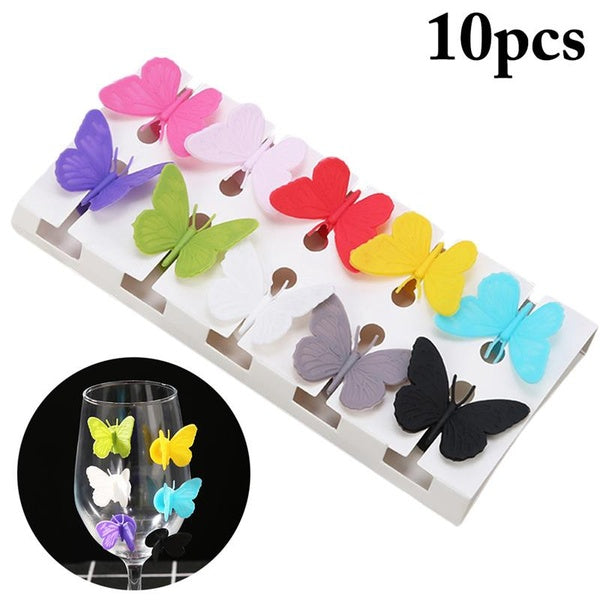 Silicone Butterfly Party Wine Glass Marker Charms Drinking Buddy Cup Identification Cup Identify Identifier Cup Labels Tag Signs