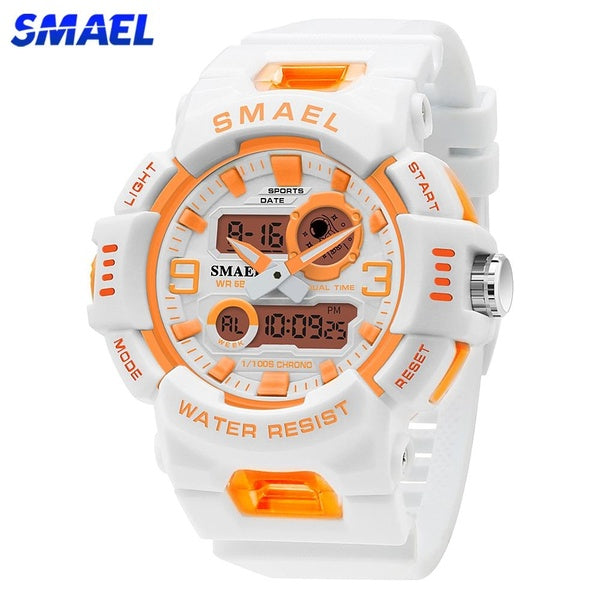 SMAEL Mode Jeune Fille Montre Blanc Sport Quartz Montre-Bracelet pour Femmes Multifonctionnel Électronique LED Numérique Étanche Étudiant Chronomètre