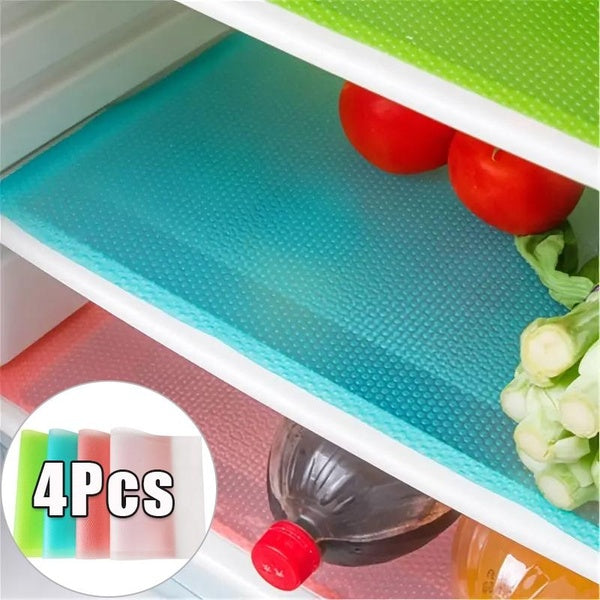 Refrigerator Liners, 4 Pcs Fridge Liners, Refrigerator Liners for Shelves Washable, Refrigerator Mats, Fridge Mats, Fridge Liner, Fridge Shelf Liners