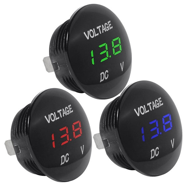 12V-24V DC Voltmeter Car Monitor Motorcycle LED Red Waterproof Voltmeter Black