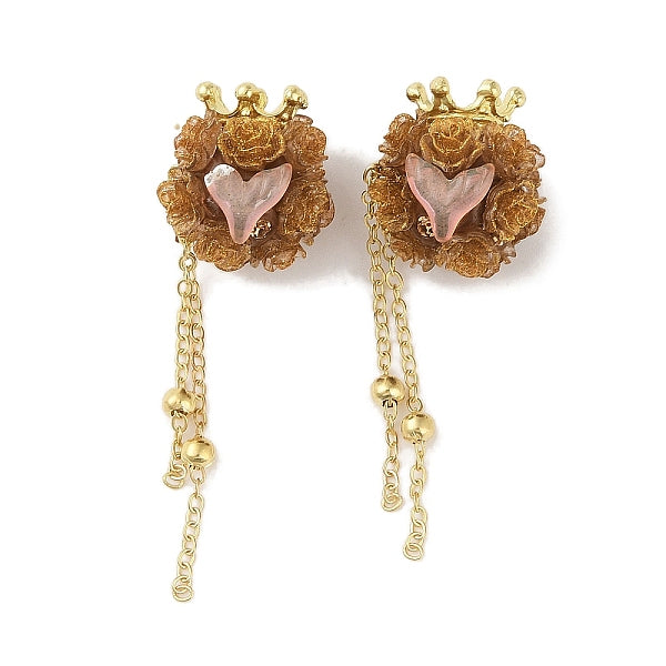 Perles pendantes en argile polymère et strass en forme de fleur faites à la main