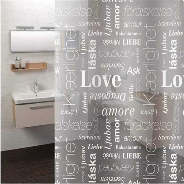 180x180cm LOVE Clear Bath Shower Curtains For BathroOM Mold Resistant Waterproof Shower Bath Curtain With Hooks M240824