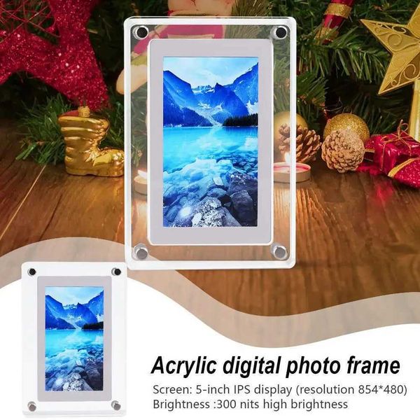Acrylic Digital Photo Frame 5 Inch 1200mAh Vertical Display IPS Screen 4G Memory Battery Portable Digital Portrait M250120