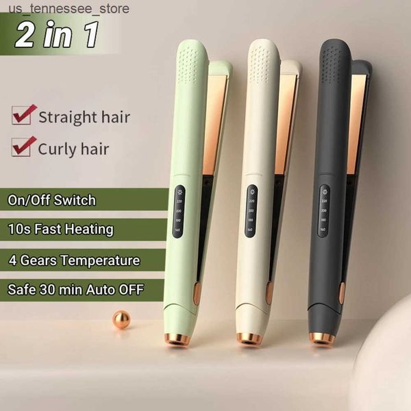 Hair Curlers Straighteners New 2 in 1 Professional Hair Straightener with 4 Gears Heat Ceramic Ionic Fast Heat-Up Negative Ion Hair Flat Iro