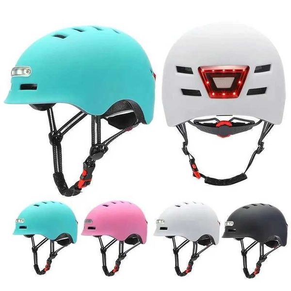 Cycling Helmets GUDOOK LED Warning Flash Bike helmet Riding helmet Scooter helmet with light for man and woman z241216