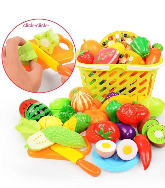 Kitchens Play Food Childrens games food toys kitchen accessories cutting pretending to be fruits and vegetables sets early learning toys chi