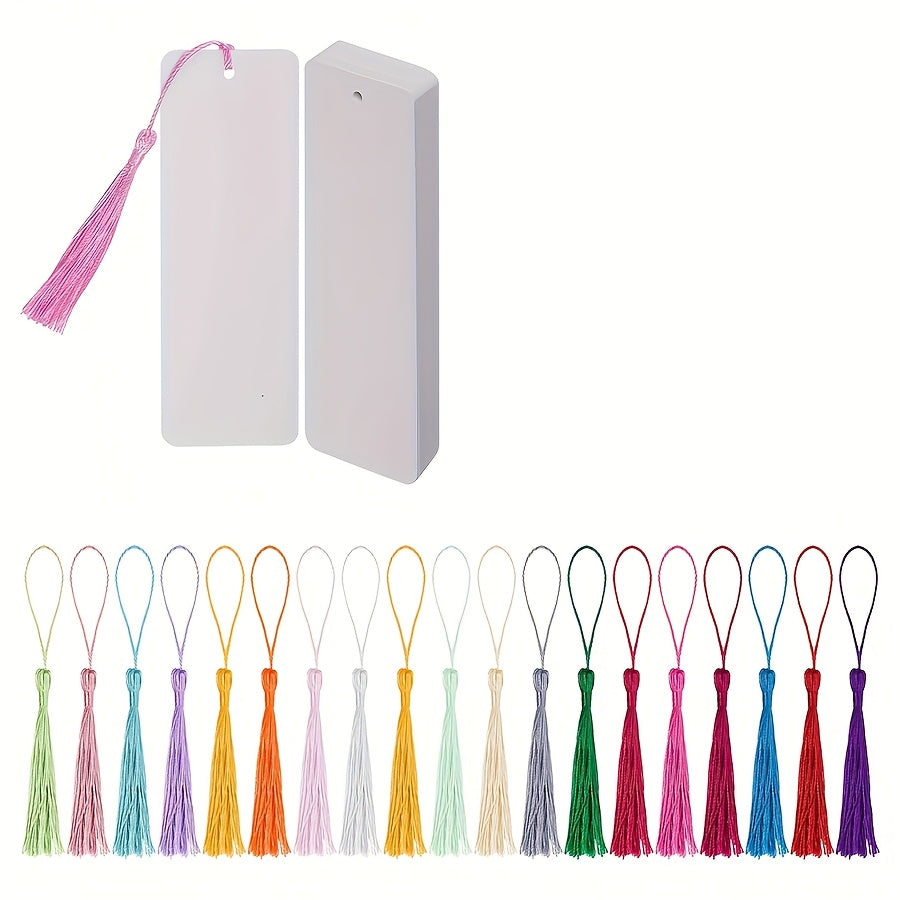 TEMU 20pcs Paper Blank Bookmarks With Colorful Tassels, Ideal For Diy Art Projects, School Supplies, And Gift Tags, Paper Bookmarks