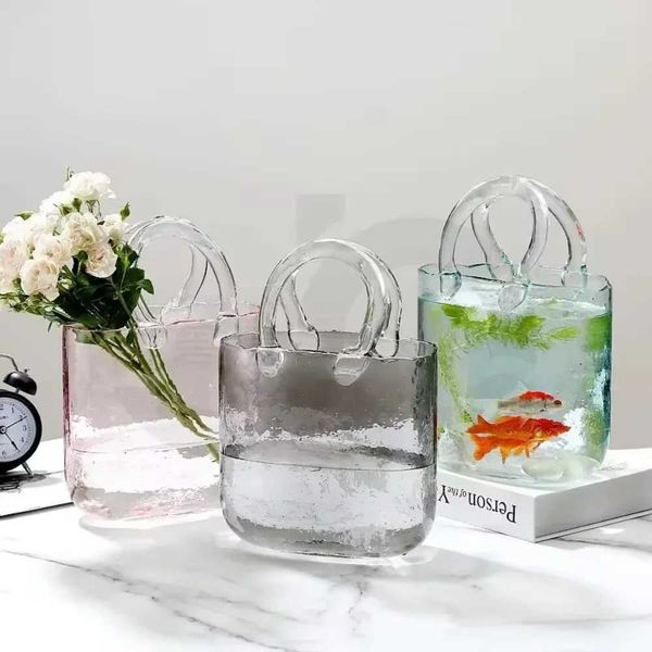 Nordic Ins style bag vase fashion vase designer handbag hydroponic flower basket fish farming hOMe decoration X240913