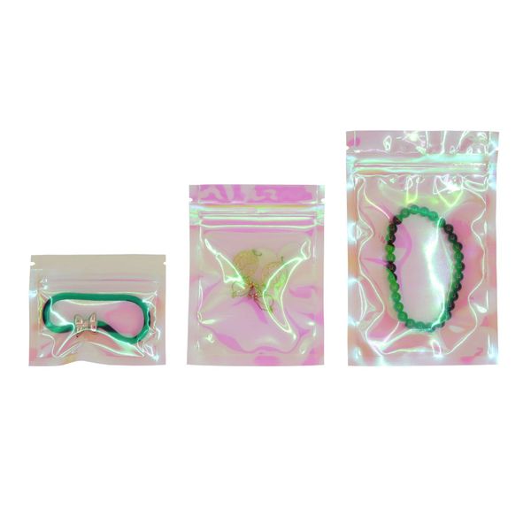 Packing Bags 100Pcs Aluminum Foil Hologram Bags Selfsealing Food Storage Bag Reclosable Candy Pouch Packaging Supplies