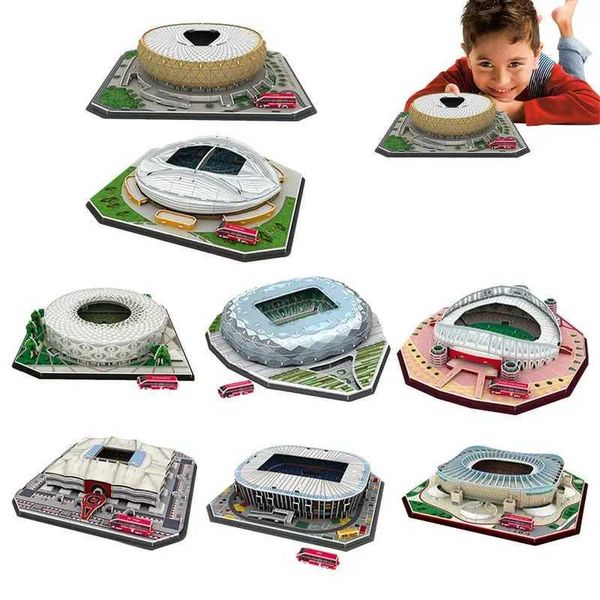 3D Soccer Field Model Puzzle Realistic 3D Soccer Stadium Model Puzzle With 8 Different Shapes Easy Installing Jigsaw Puzzle Toys Z241123