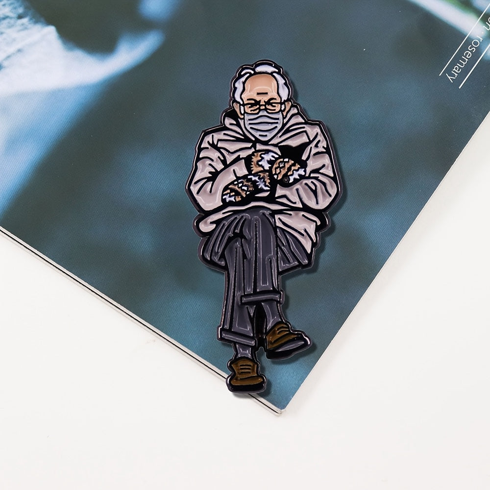 TEMU 1pc Adorable Cartoon Grandpa Character Enamel Pin - Cute Alloy Brooch For Backpacks, Clothing, Collars & Hats - Whimsical Fashion Accessory,