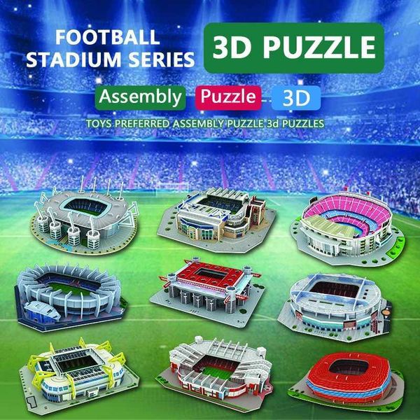 Creative DIY 3D Paper Puzzle Football Field Stadium Assembled Model Educational Toys Jigsaw Puzzle For Kids Fans Gifts Y240812
