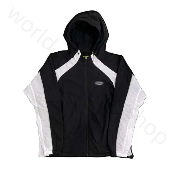 Jaquetas de Corti masculinas Imprima CRT Zipper Capuz de Jaqueta Esportiva de Vento Sports Street Trend Contrast Painel Capuz Casaco 905