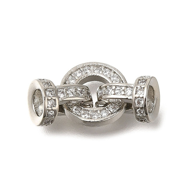 Anneau de placage en laiton avec micro pavé de zircones cubiques et fermoirs déployants