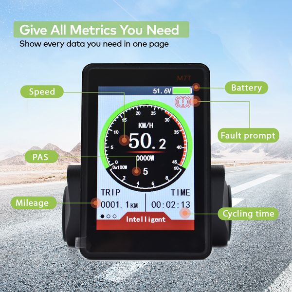 M7T Multicolor E-Bike Computer Parts LCD Panel for eScooters | USB UART Compatible Display | Suitable for 24V, 36V, 48V Models