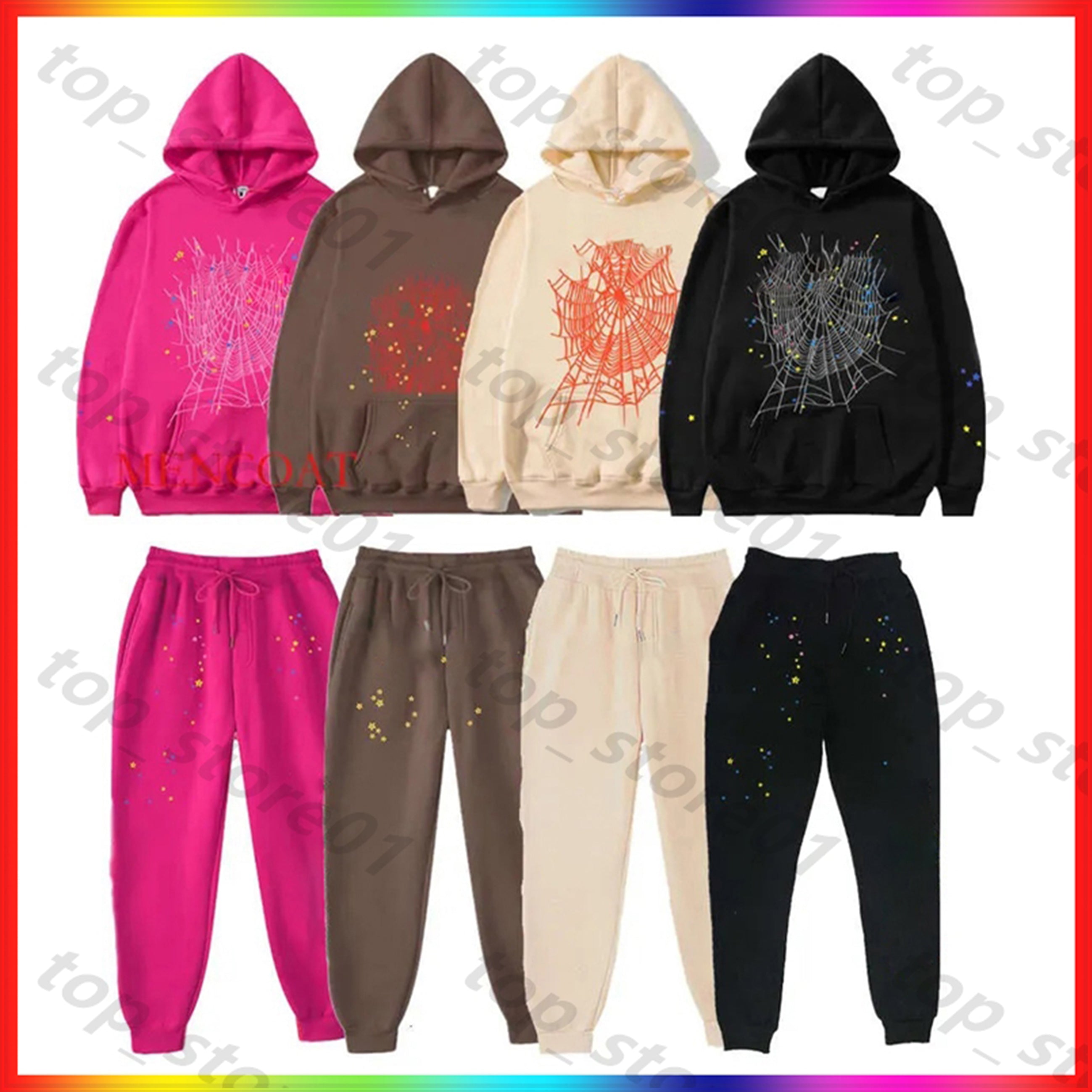 5A Designer hoodie Mens essential Web Hoodie 2025 spider hoodie Women polo grid five cobweb pink spider hoodies Hip Hop Tracksuit Pullover net spide