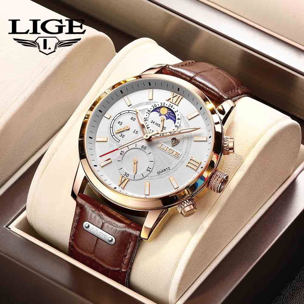 LIGE Men&#039;s Quartz Watch Business Luxury Brand watch Multi-functional waterproof watch Men&#039;s watch Youth Clock Holiday