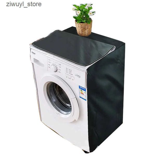 Dust Cover Washing machine cover black fabric drum of different sizes waterproof outdoor furniture clothing dryer large zipper dryer L240910