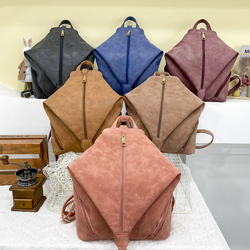 Wholesale women&#039;s shoulder bag personalized folding fashion handbag simple solid color padded leather womens backpacks travel outdoor leisure b