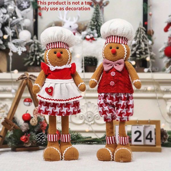 Christmas Decorations Cute gingerbread suitable for men stretching dolls - perfect for Christmas and New Year decorations T240830