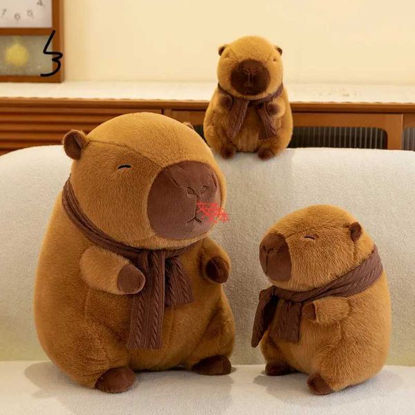Plush Dolls 35CM hot plush stuffed doll cute scarf fluffy plush Kawaii animal toys childrens birthday gift Capybara doll childrens toys Q241