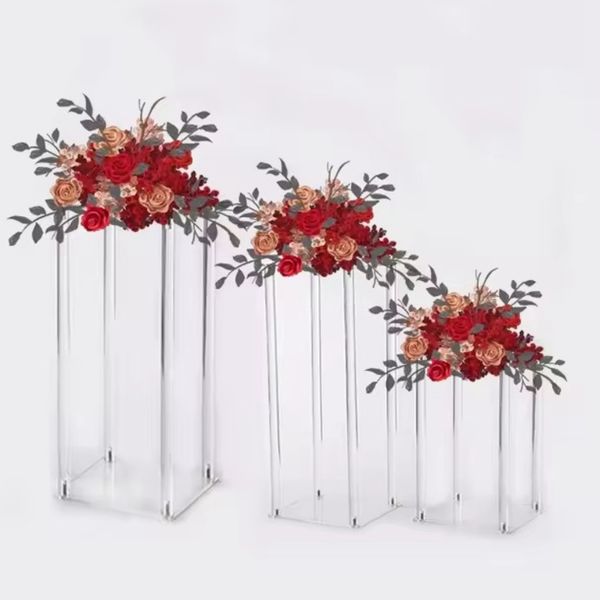 40cm to 130cm)Flower Display Stand Table Centerpiece Floral Wedding Acrylic Flower Stands Centerpieces Vase for Tables Wedding Rectangular F