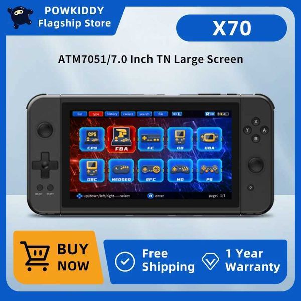 Game machine POWKIDDY X70 HD Retro Handheld Game Players 7 Inch Linux Video Game Console Built PS1 Emulator ports 2 Controllers Z241028