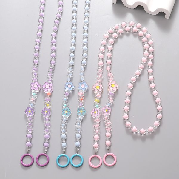 ddmygifts new in pearl diagonal cross phone case rope drip oil flower accessories bag water cup hanging pendant A