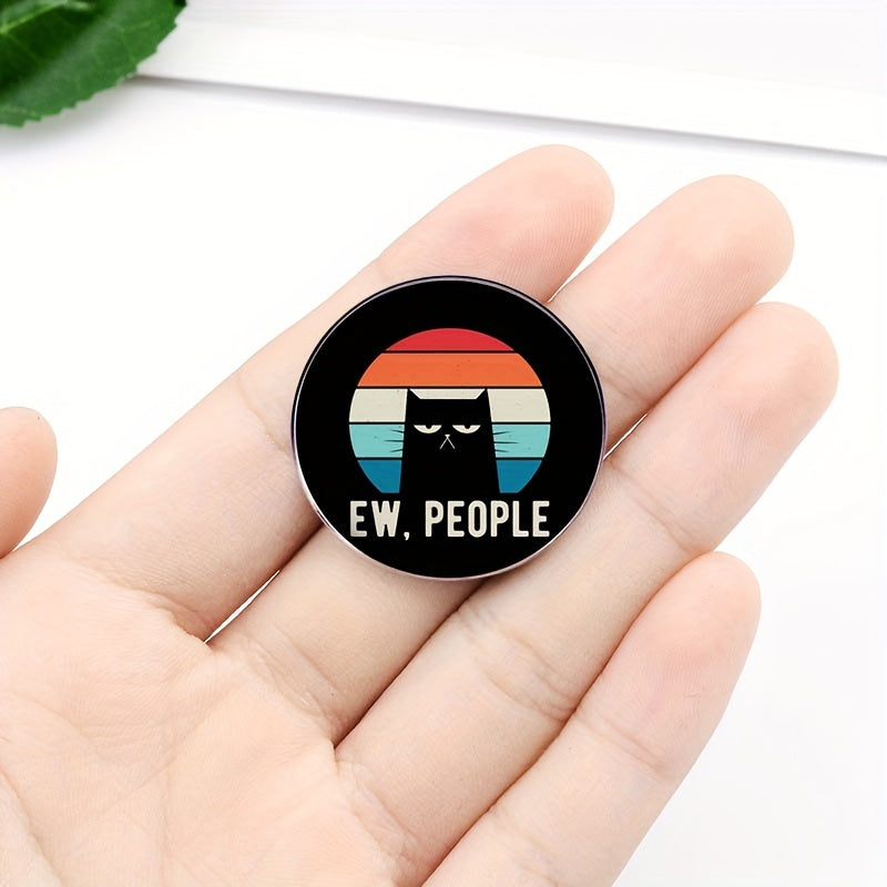 TEMU Ew, People" Humorous Black Cat Enamel Pin - Cool Cartoon Metal Brooch With Colorful Design For Backpacks, Hats, Clothing & Shoes - Ideal Novelty