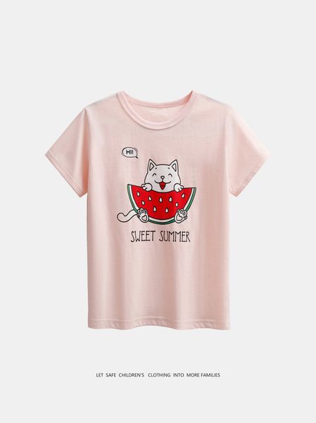 XW104Children&#039;s short-sleeved T-shirt European and American style printed girls summer A-type cotton top baby half-sleeved t cross-bord
