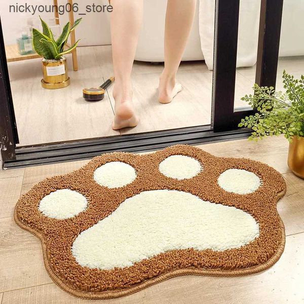 Non-Slip Bath Mats Cartoon Foot Shape Bath Mat Bathroom Door Absorbent Foot Mat Anti-slip Microfiber Bathroom Rug Machine Washable Bath Carp